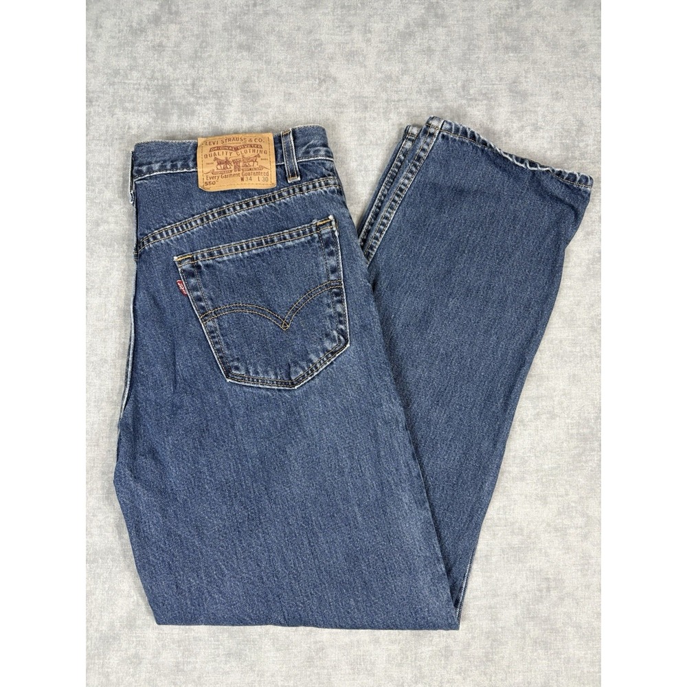 Vintage Levis 550 Jeans 34x30 USA Relaxed Fit Blue Denim 90s Red Tab
